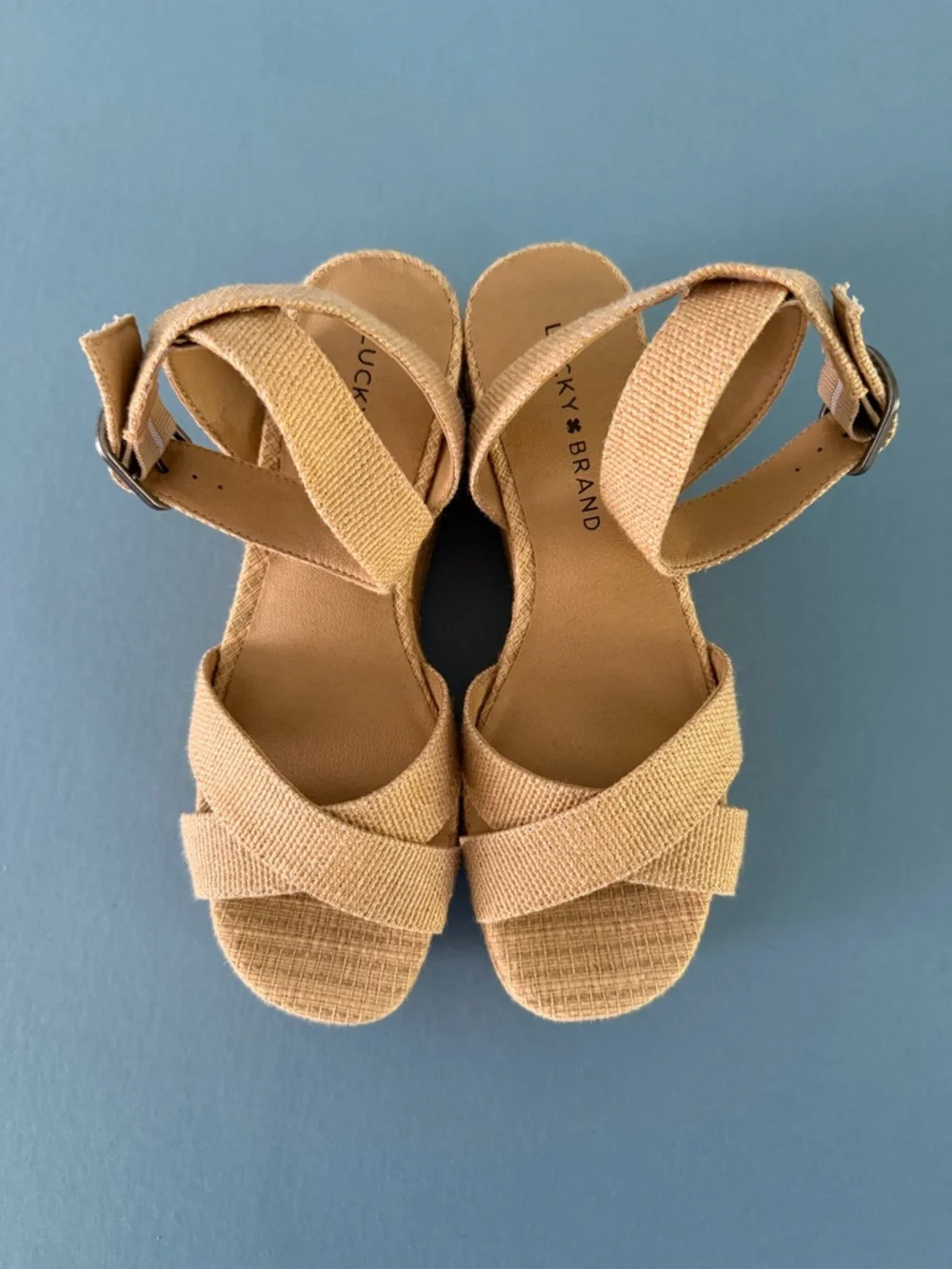 Lucky Brand‎ Bainda Natural Espadrille Wedge Ankle Strap Sandals